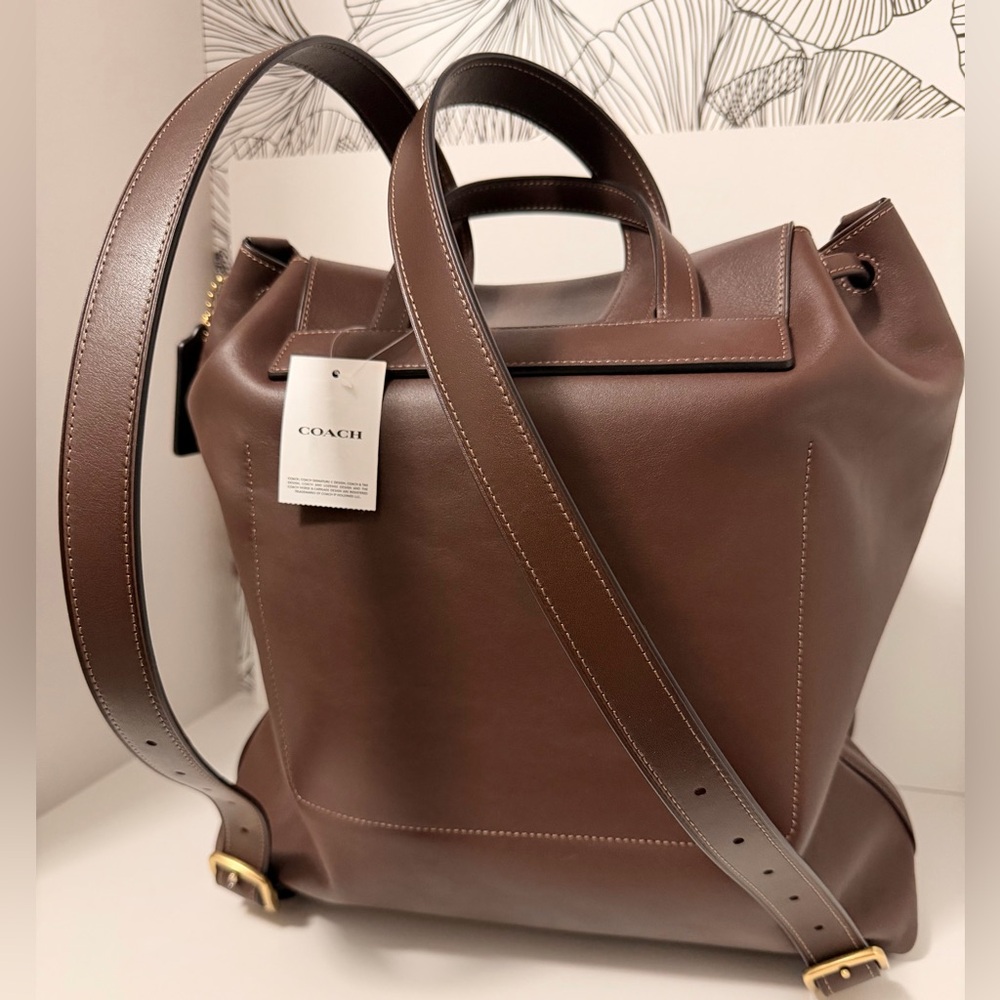Authentic Coach Crosby 28 Backpack – Natural Grain Leather – Maple- New with Tag - Picture 2 of 11